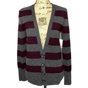 Vince Striped Button Up Cashmere Cardigan Sweater